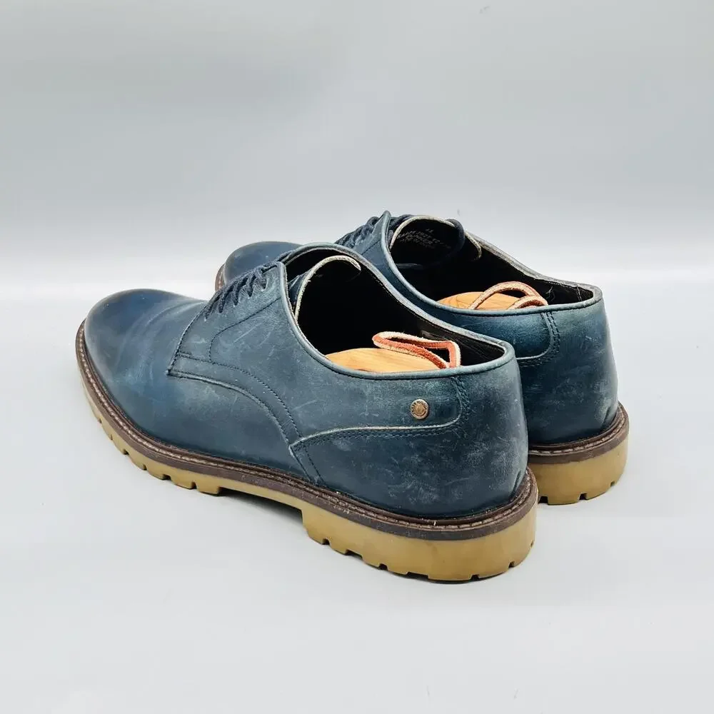 Base London Shoes Mens 11 Blue Leather Bunker Casual Sneakers Comfort Walking